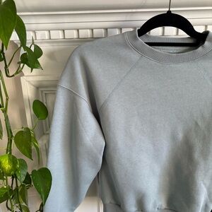 Everlane Luxe Fleece Raglan Heavy Weight Sweatshirt Crewneck Sage Blue Small